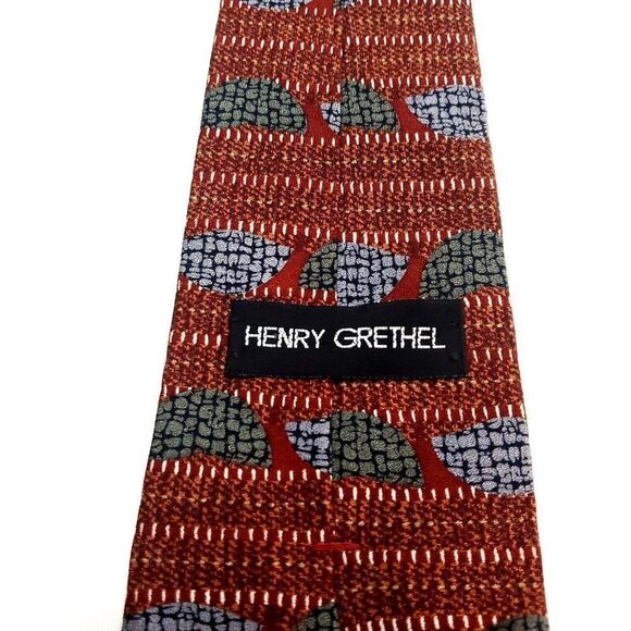 Henry Grethel Silk‎ Tie Brown Print Abstract - Picture 3 of 6